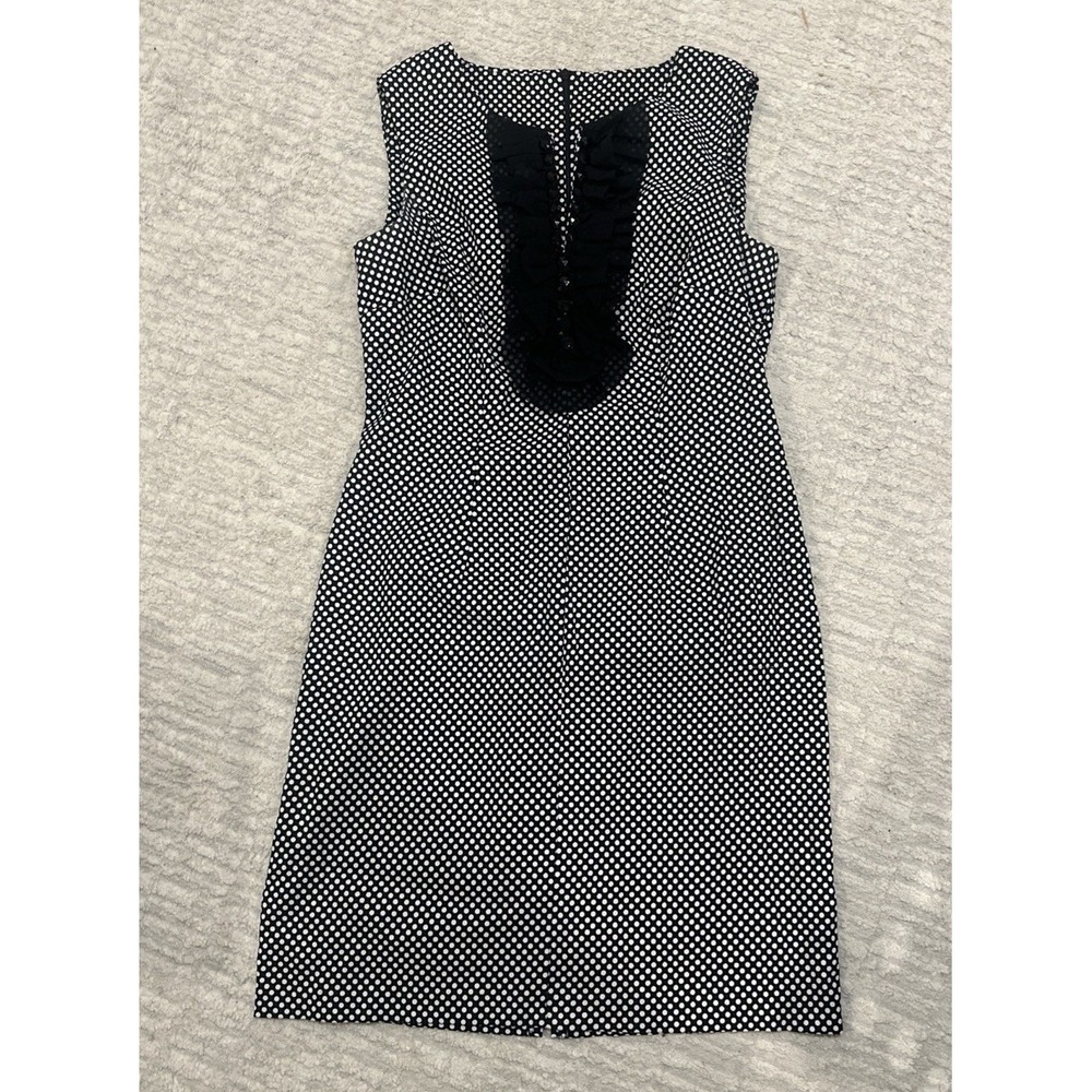 Connected Apparel Women's Dress White Polka Dot Black Sheath Zippered Sparkly 10
